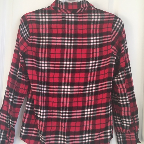 Red/black/white plaid shirt w/ jewels on shoulders - Picture 2 of 2